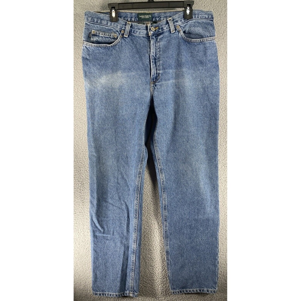 Lauren Jeans Co‎ Jeans Womens 16 Blue Straight High Rise Cotton Measures 36x31